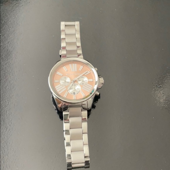 Michael Kors Accessories - Michael Kors Silver Watch with Pink Face